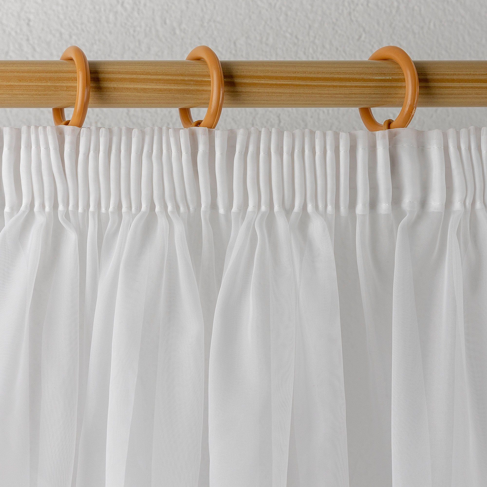 Gardine Weiße,halbtransparente Vorhänge mit Kräuselband und Bleibandabschluss, GARDINESTAN JUNG CFO GmbH, Faltenband, transparent, Store, gardinen stores, %100 polyester, Weiß Transparent
