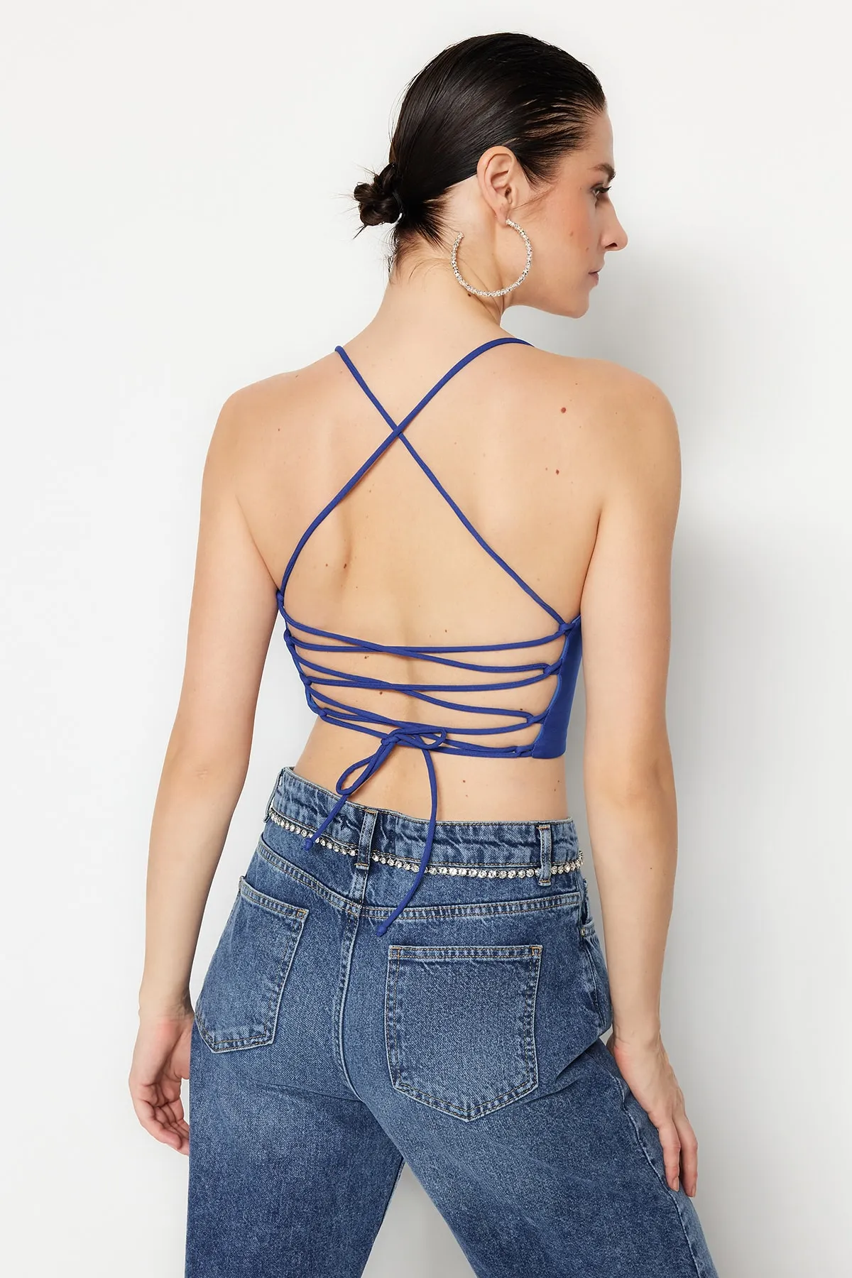 Trendyol Collection  Saks Crop Lined Woven Bustier TPRSS21BS0009