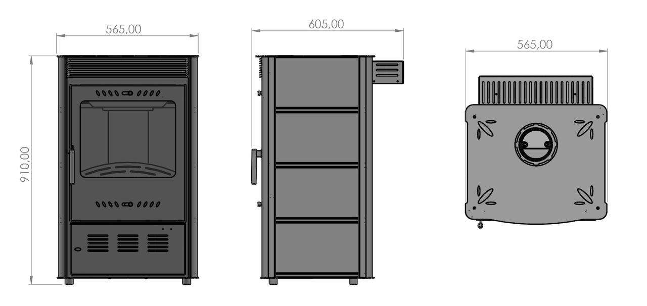 Moeby24 Kamin Ofen Kaminofen Anthrazit 150mm Rauchrohr 7,78 KW BimSchV 1-2 EEK A  Rose