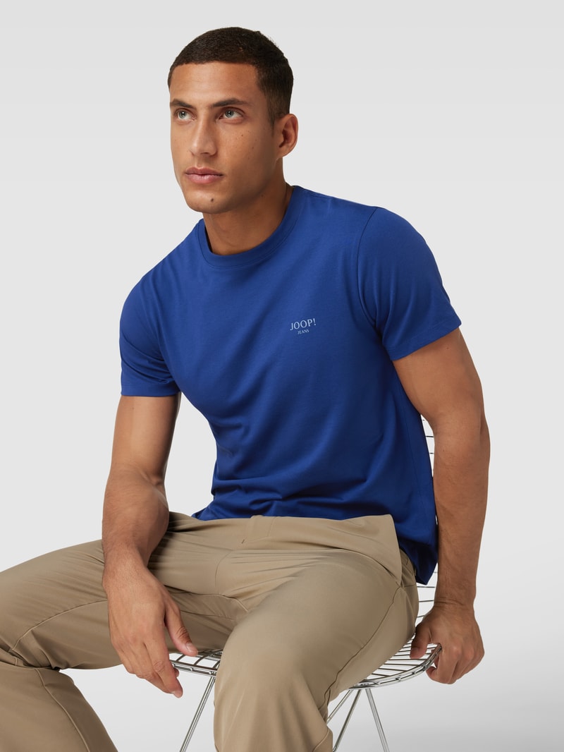 T-Shirt mit Label-Print Modell 'Alphis' in rauchblau