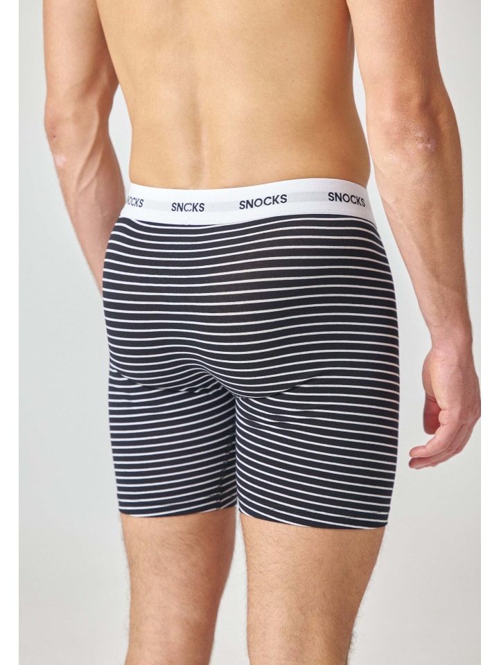 SNOCKS Lange Boxershorts 6 Stück in Schwarz (Streifen) günstig kaufen