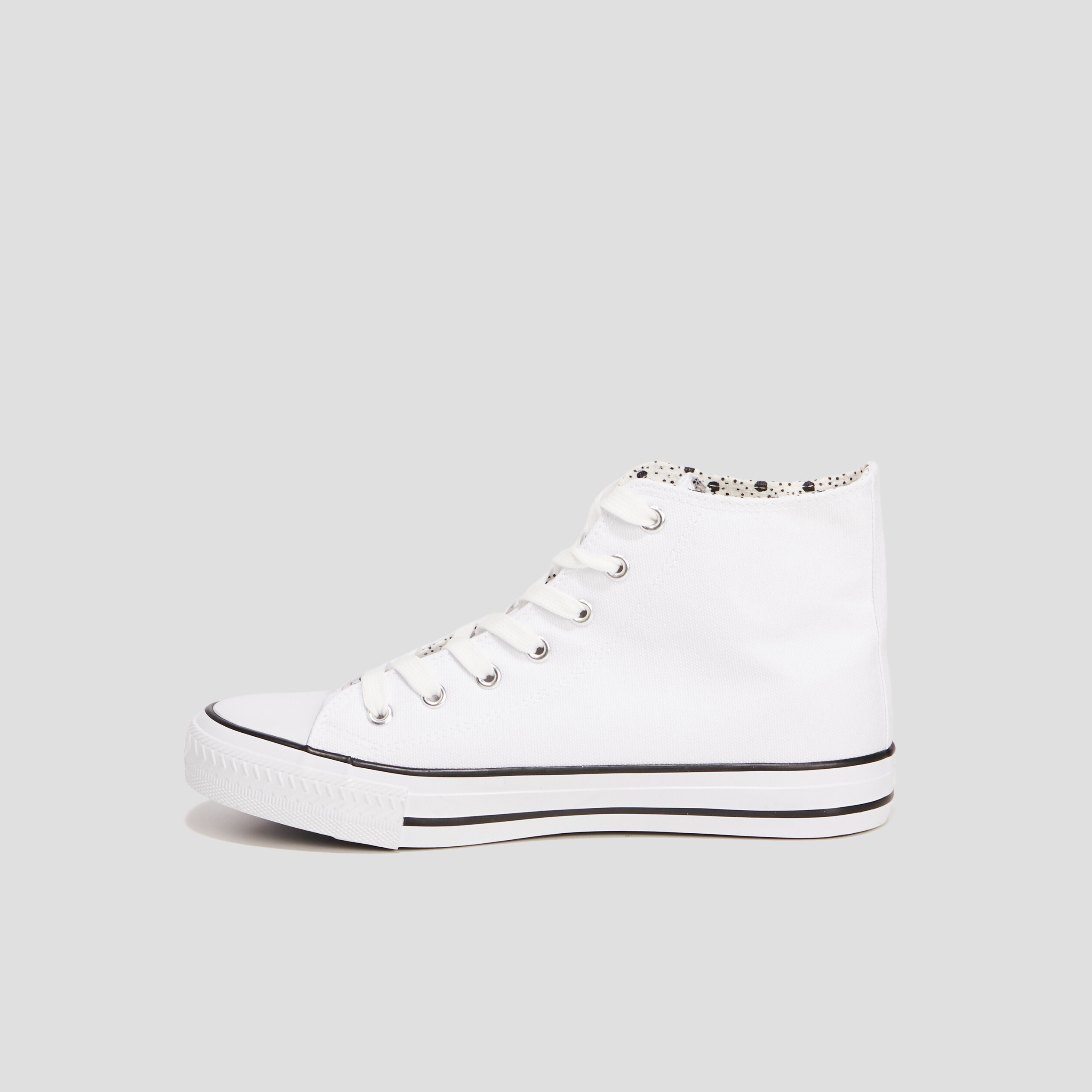 Baskets en toile montantes à lacets blanc femme | La Halle
