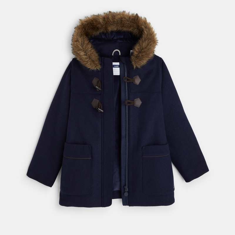 Manteau de ville caban à capuche bleu fille