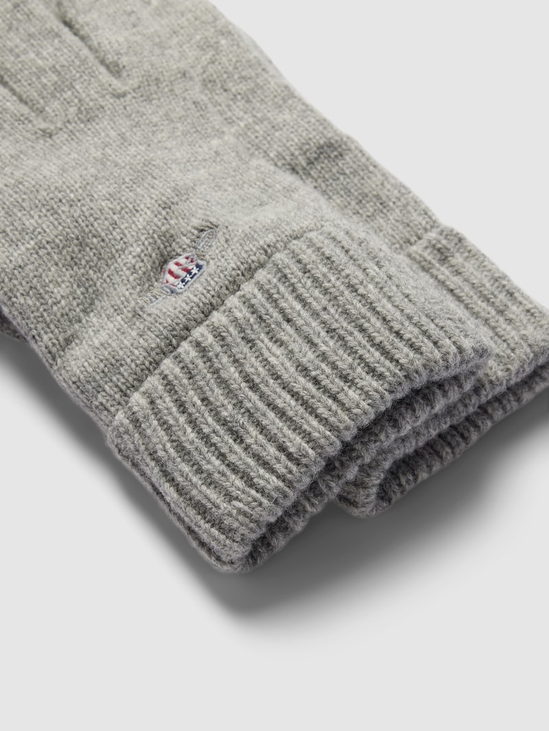 Handschuhe mit Label-Stitching in mittelgrau meliert
