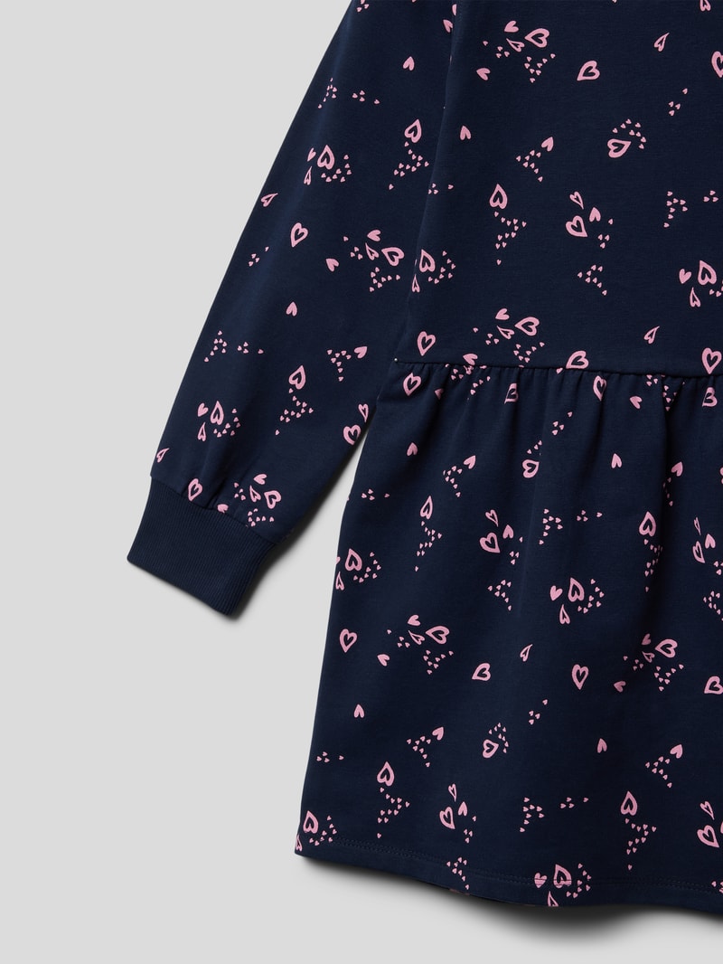 Sweatkleid mit Allover-Muster in marineblau