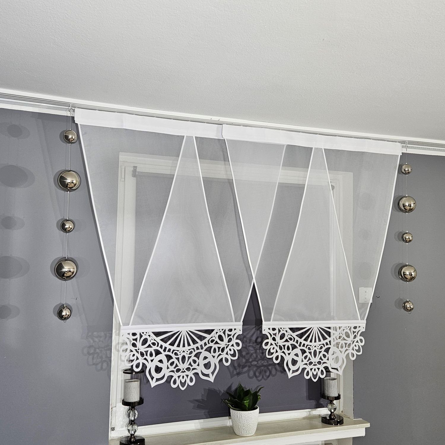 Schiebegardine 2er V Panel Voile Klassik, Gardinen by Justyna, Kräuselband (2 St), transparent, Moder, Panelgardine, Paneele, Fertiggardine, Scheibengardine, Fensterdeko