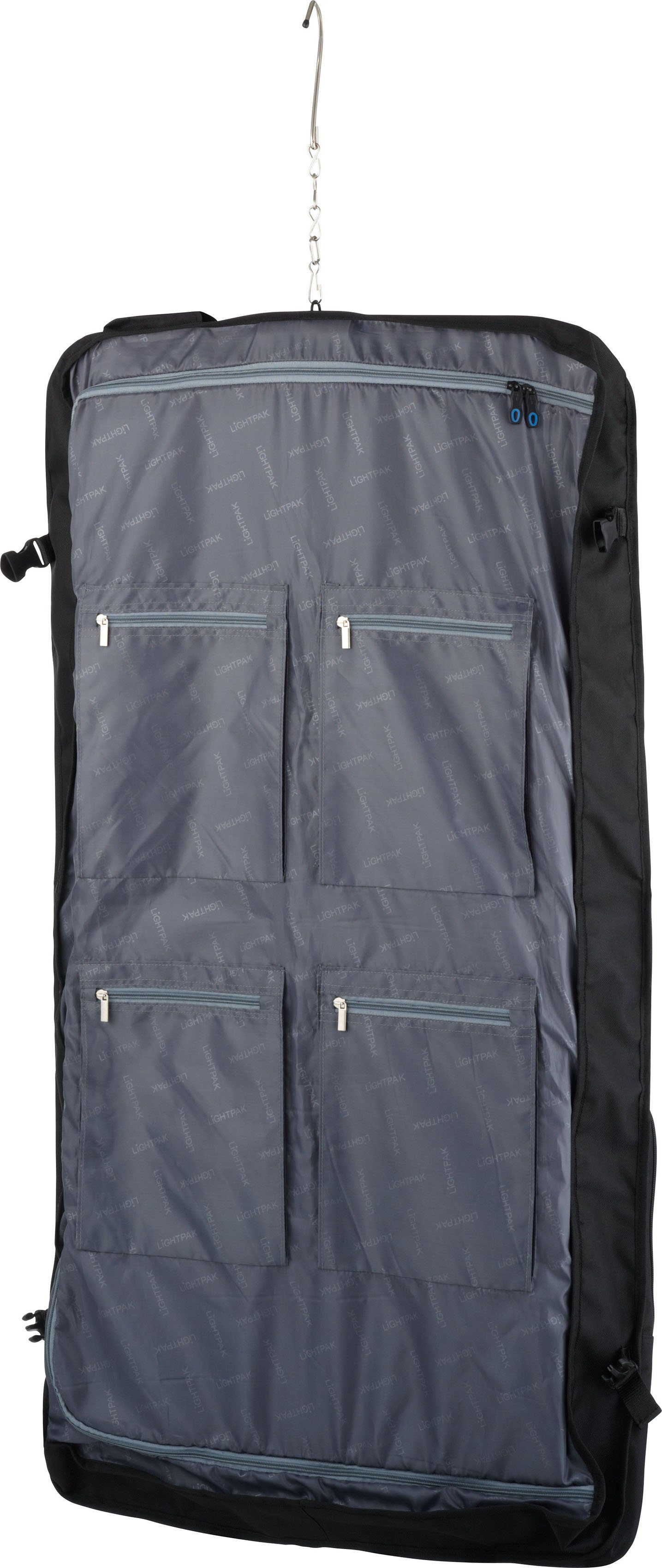 LIGHTPAK® Kleidersack schwarz mit abnehmbarem verstellbarem Schultergurt