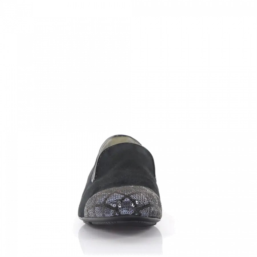 Hogan - Slipper 1440 Kalbsleder Pailletten Veloursleder Pailletten schwarz - schwarz
