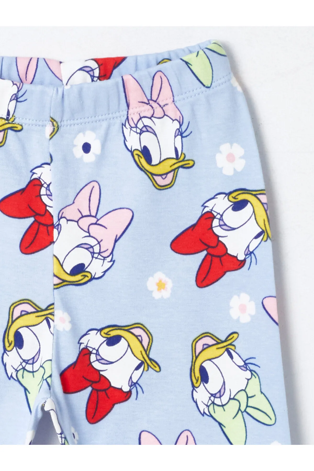 LC Waikiki  Langarm-Pyjama-Set für Babys mit Rundhalsausschnitt und Gänseblümchen-Enten-Aufdruck
