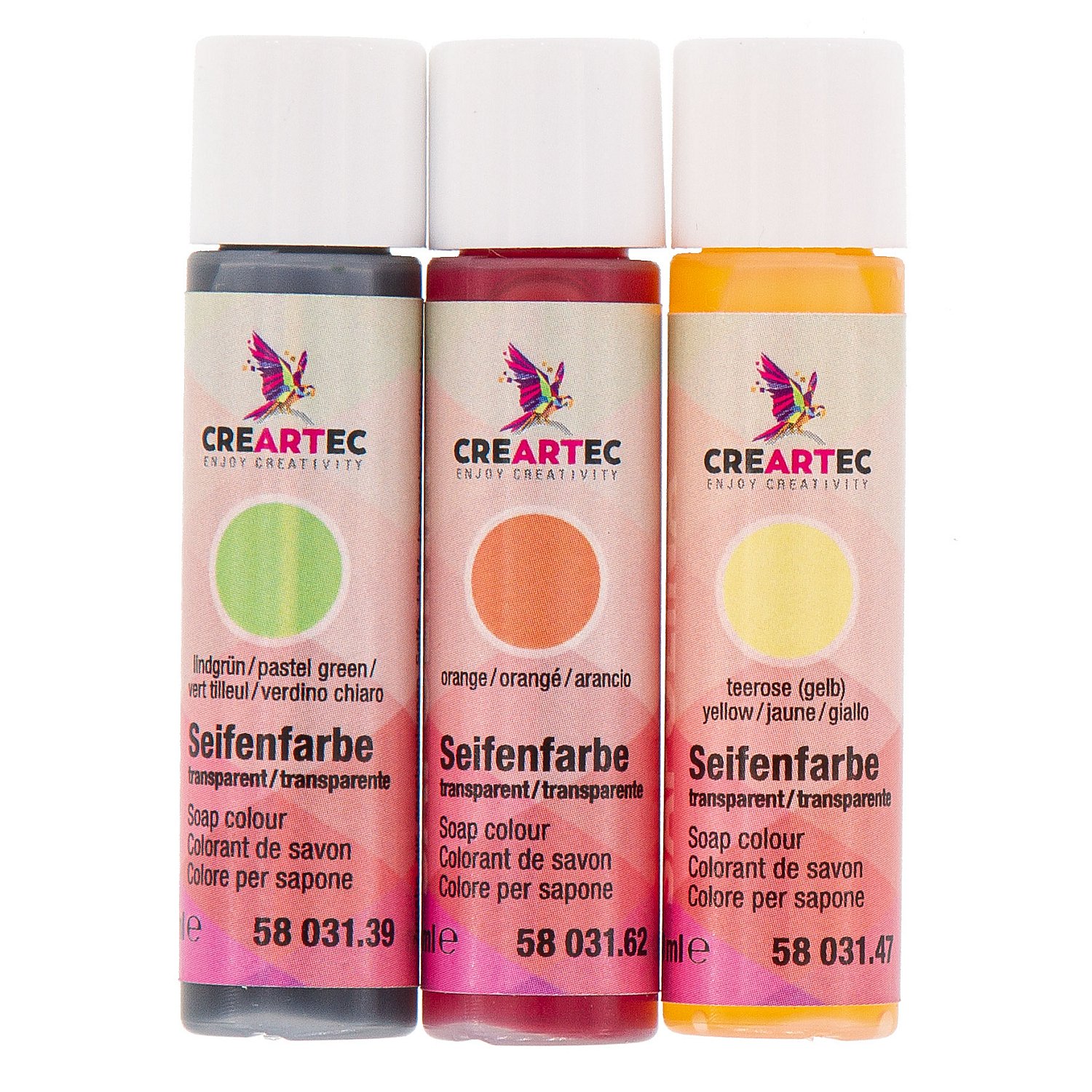 Seifenfarben-Set, grün, gelb, orange
