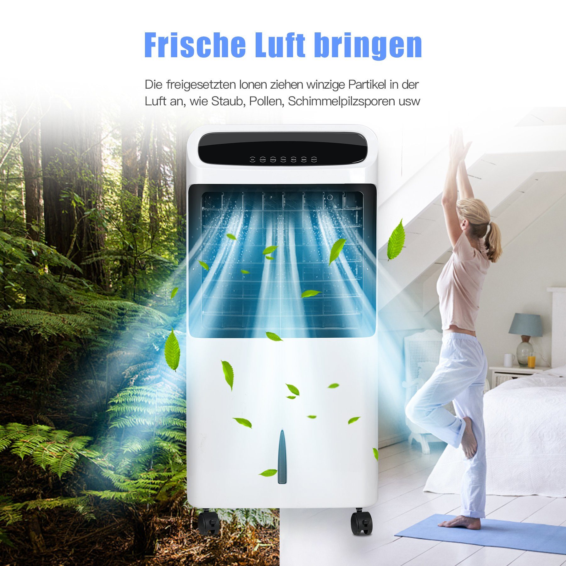 HomeMiYN Standventilator 12L Standventilator Klimagerät 4-in-1-Funktion Mobiles Klimagerät