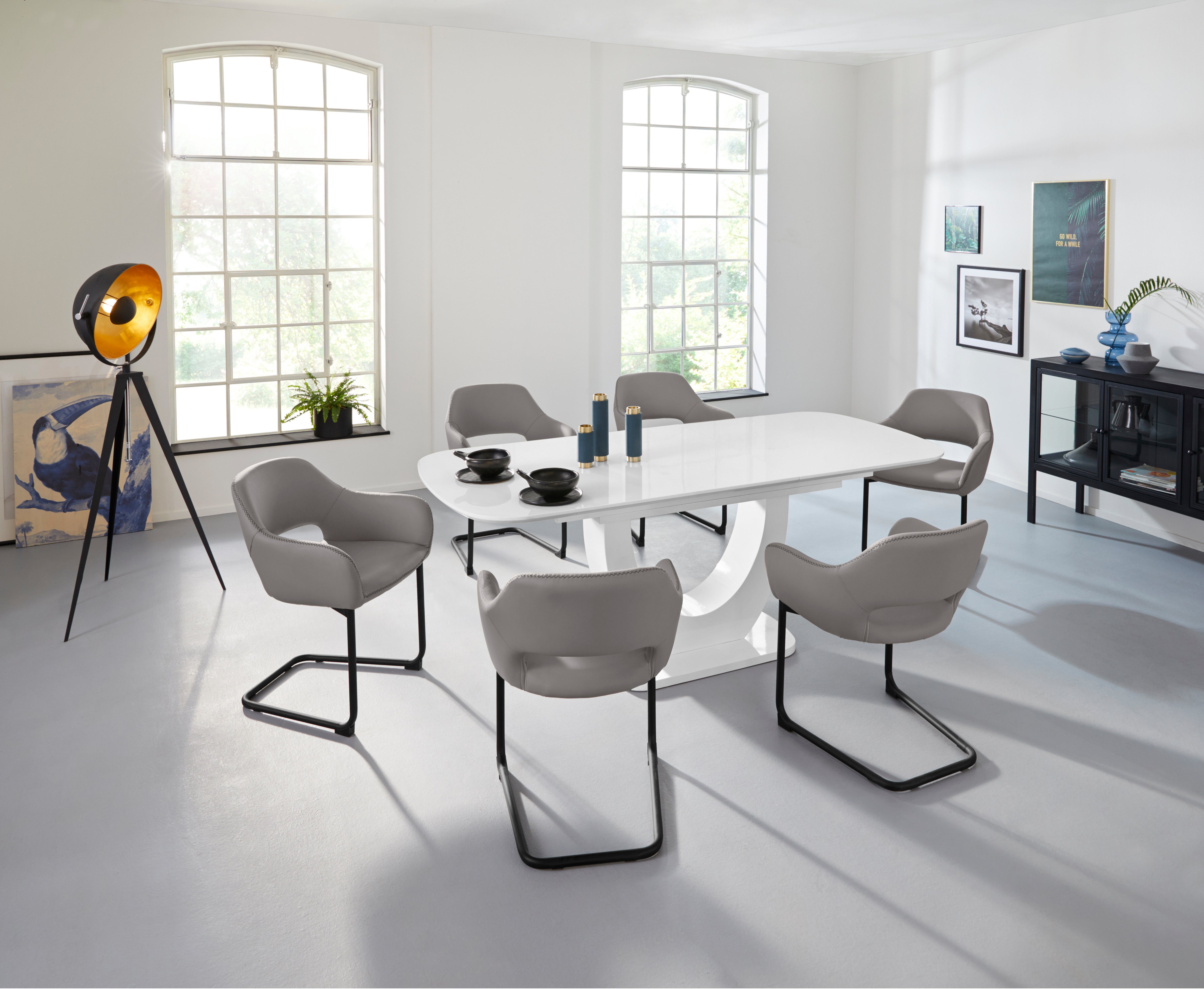 INOSIGN Esstisch Nia, inklusive Einlegeplatte, mit einer Hochglanz-Optik, Breite 160-200 cm