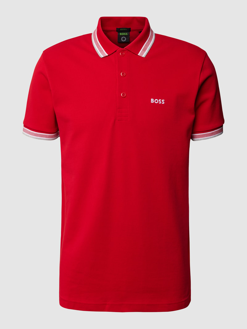 Regular Fit Poloshirt mit Label-Stitching Modell 'Paddy' in dunkelrot