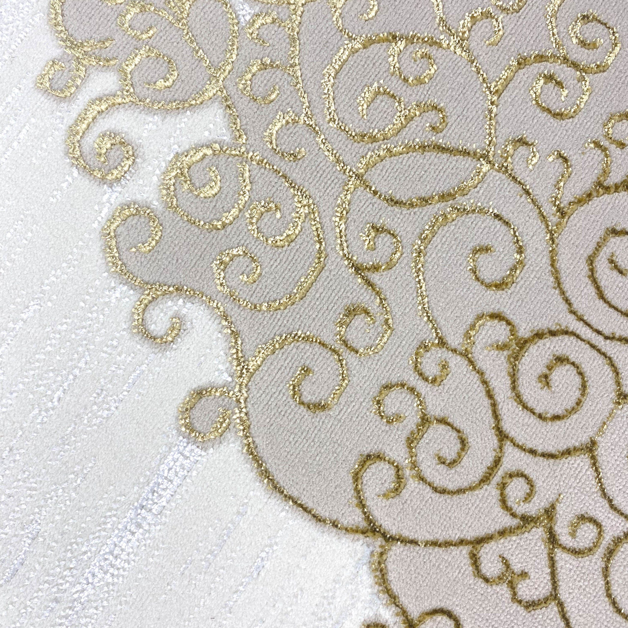 Teppich Orientalischer Designerteppich mit Ornament in weiß gold grau, Teppich-Traum, rechteckig, Höhe: 8 mm