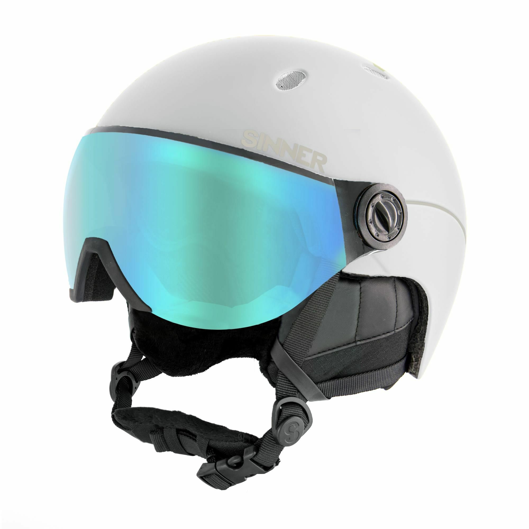 Sinner Titan White Blue Skihelm mit Visier
