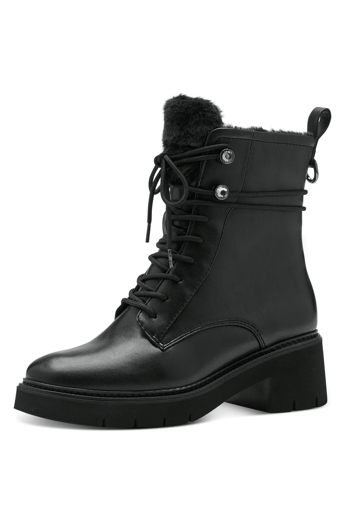 Tamaris  Damen Elegante Stiefelette 1-26292-41 Schwarz 001 Black Lederimitat/ Textil mit TOUCH-IT