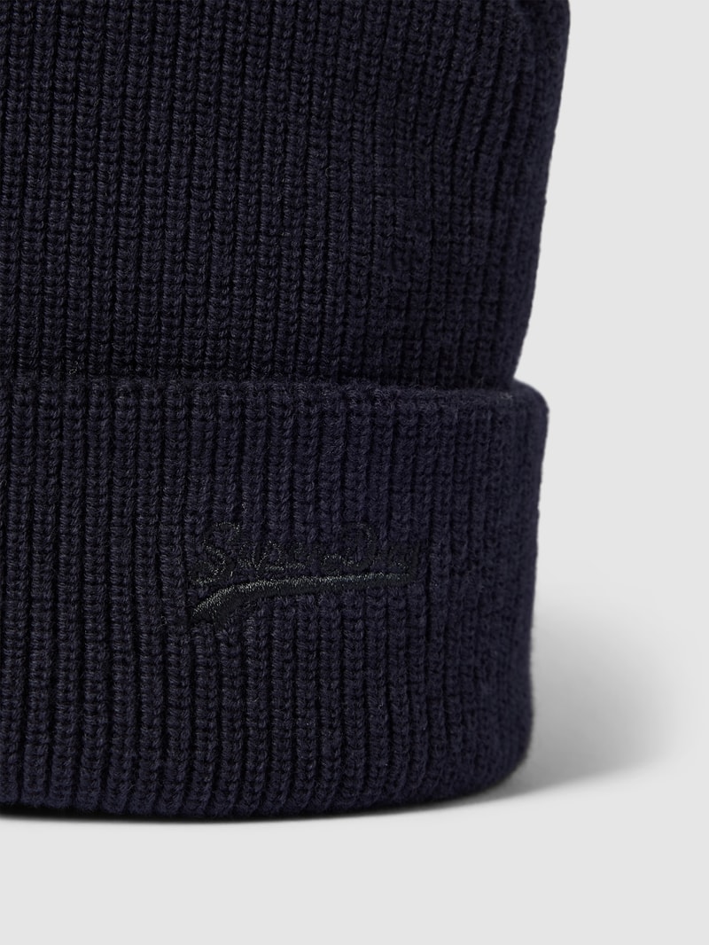 Beanie mit Logo-Stitching in marineblau