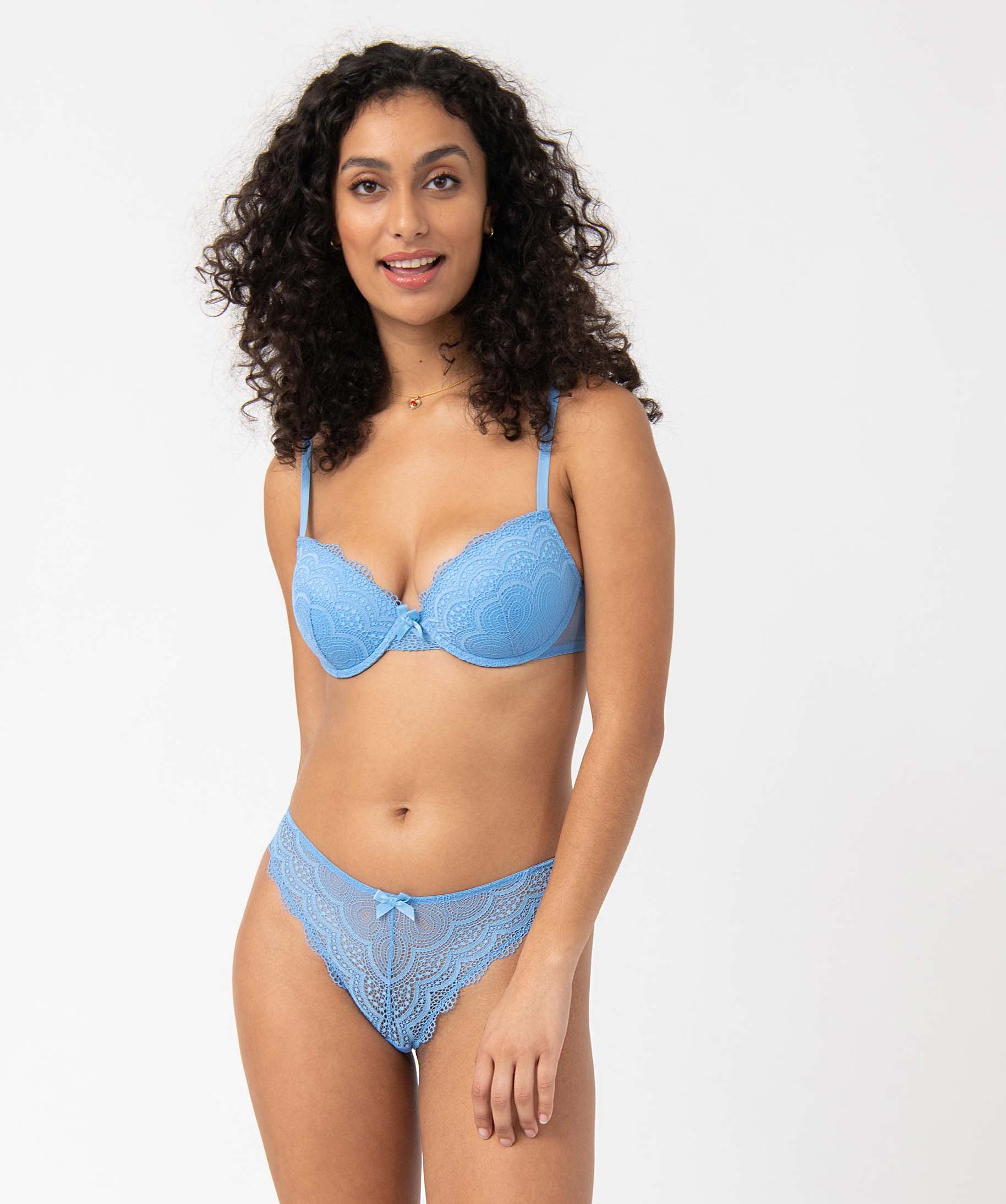 String en dentelle et tulle femme (lot de 2) bleu | GEMO
