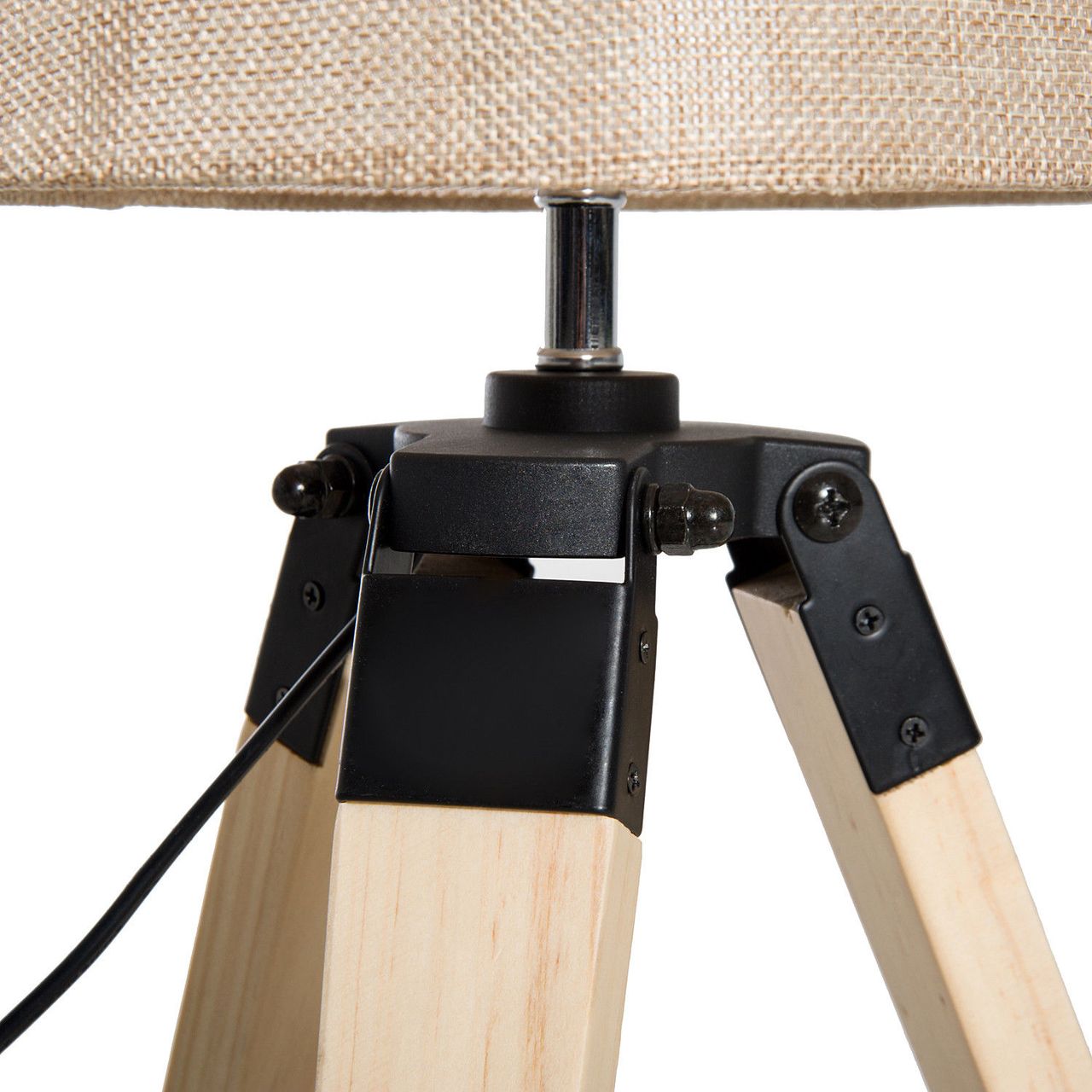 HOMCOM Tischleuchte Tischlampe Nachttischlampe E27 Leinenoptik, Kiefer Polyester, 24x24x45cm (Beige)