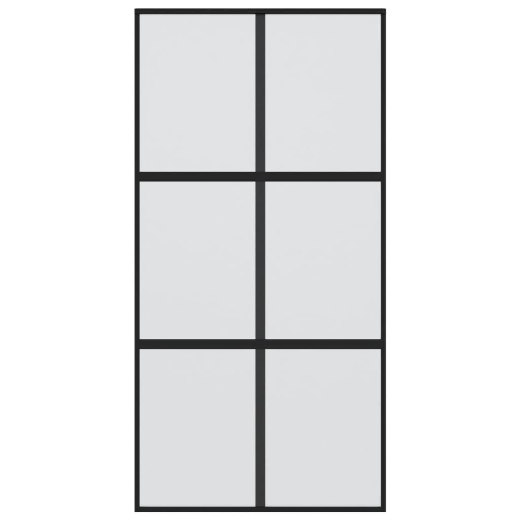 vidaXL Zimmertür Schiebetür Zimmertür Innentür Glas Schwarz 102,5x205 cm Hartglas und A