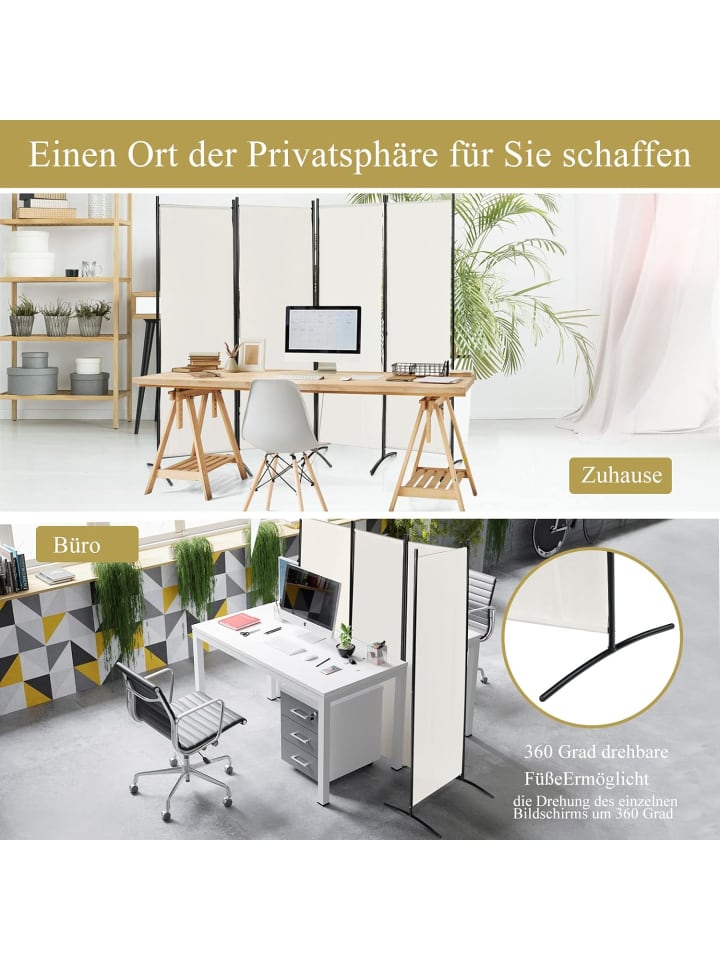 COSTWAY 4 tlg. Raumteiler 173cm in Beige günstig kaufen 220 cm