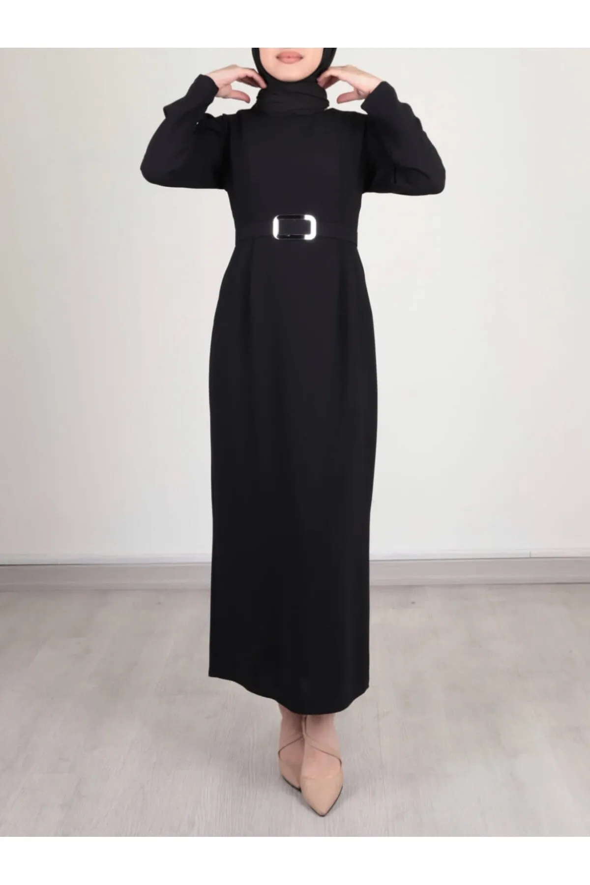 Modamorfo  Kleid mit Wassermelonenärmeln, Gürtel und Schnalle
