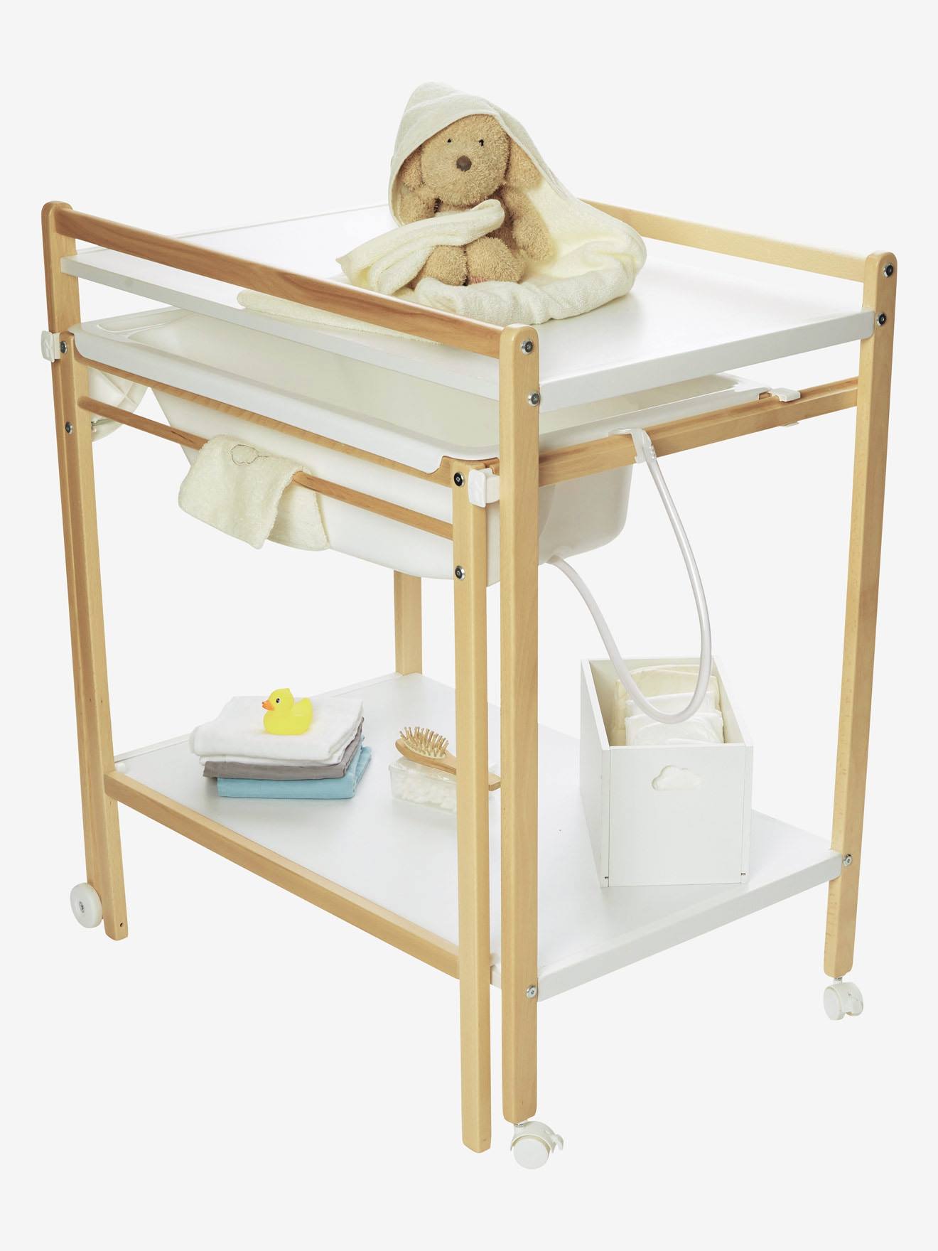 Table à langer avec baignoire intégrée VERTBAUDET MagicTub naturel/blanc