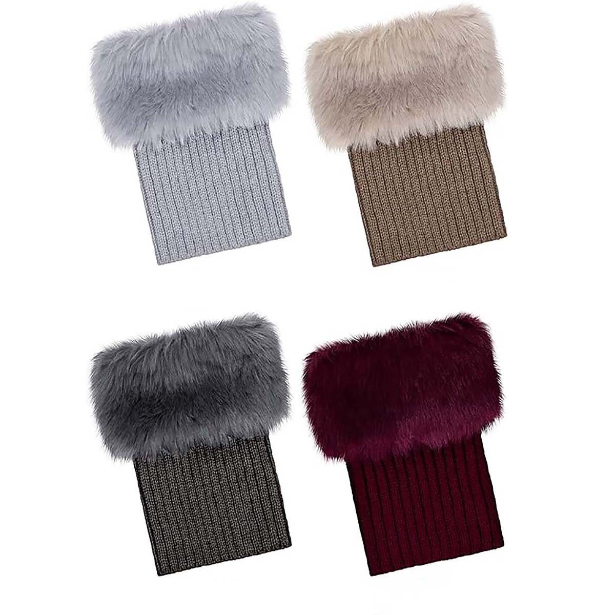 DRSEON Beinstulpen 4 Paar Damen Gestrickte Kunstpelz Stulpen Socken (4-St)