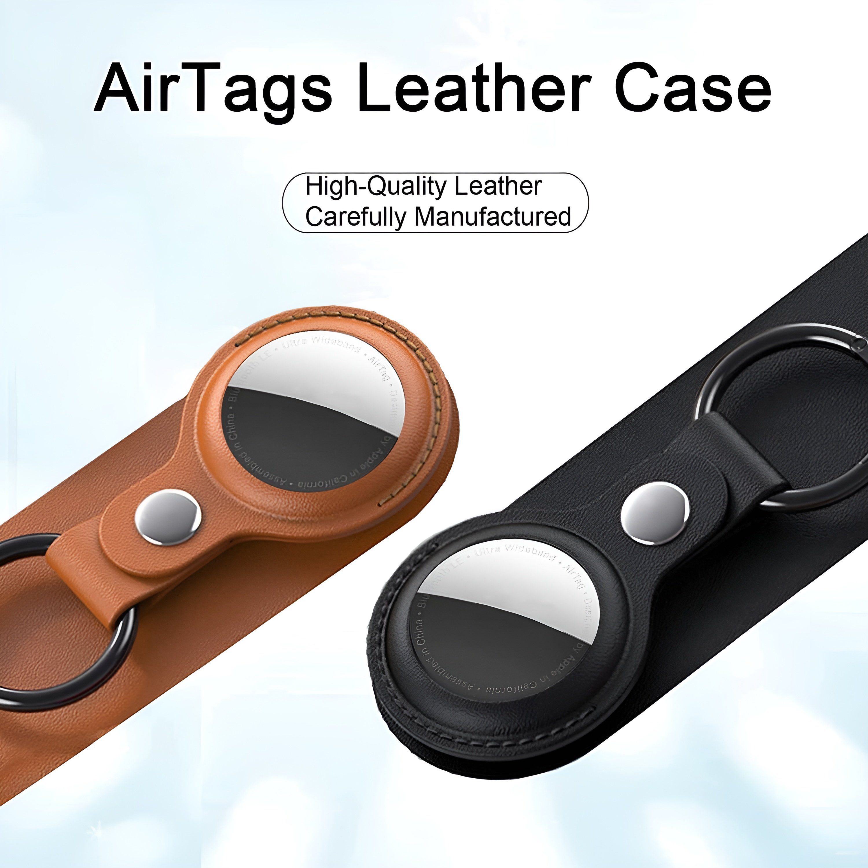 Bingo Schlüsselanhänger Set Schlüsselanhänger Airtag Anhänger Hülle für Apple Air Tags Leder Braun (Eleganz Aufhängung Taschen Haustierhalsband Clip-Verschluss Hochwertig Tracker Geschenkset, 2-tlg., Stahlkarabiner mit Lederhülle), Vielseitige Aufhän