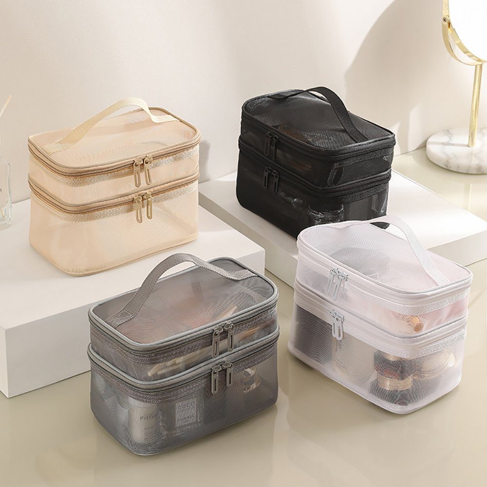 Geborgenheit Kosmetik-Koffer Gittergewebe-Kulturtasche, 1-tlg., transparente, wasserdichte Make-up-Tasche, Toilettenartikel-Organizer-Etui