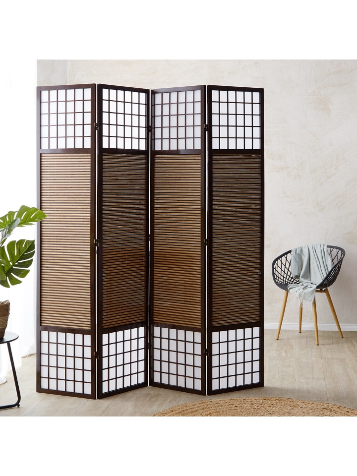 Homestyle4u 4-tlg. Paravent in Braun 172x200 günstig kaufen onesize
