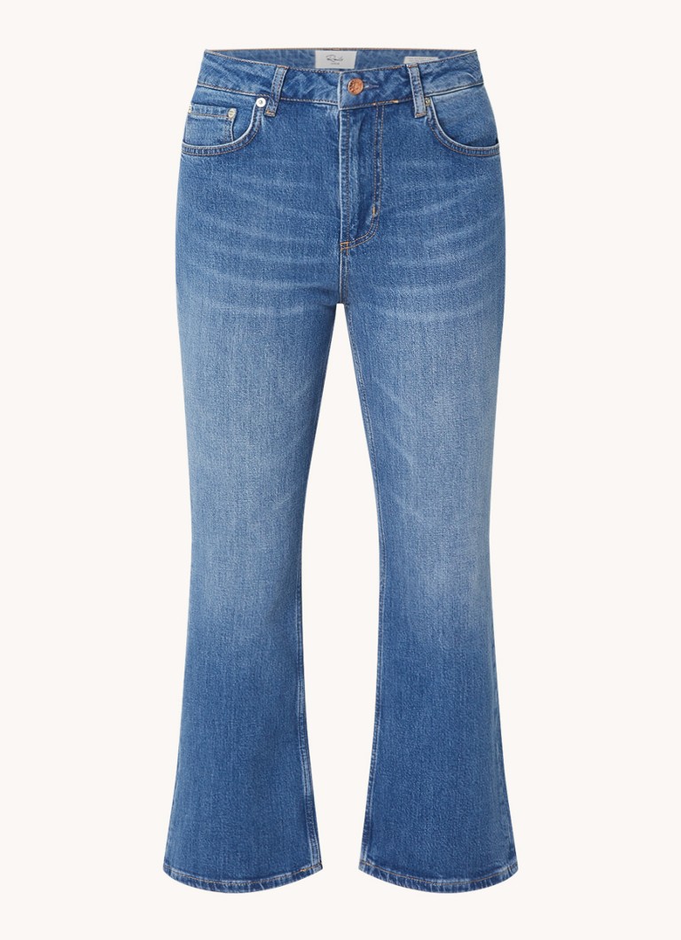 Calça jeans cropped flare de cintura alta Rails Sunset com lavagem média