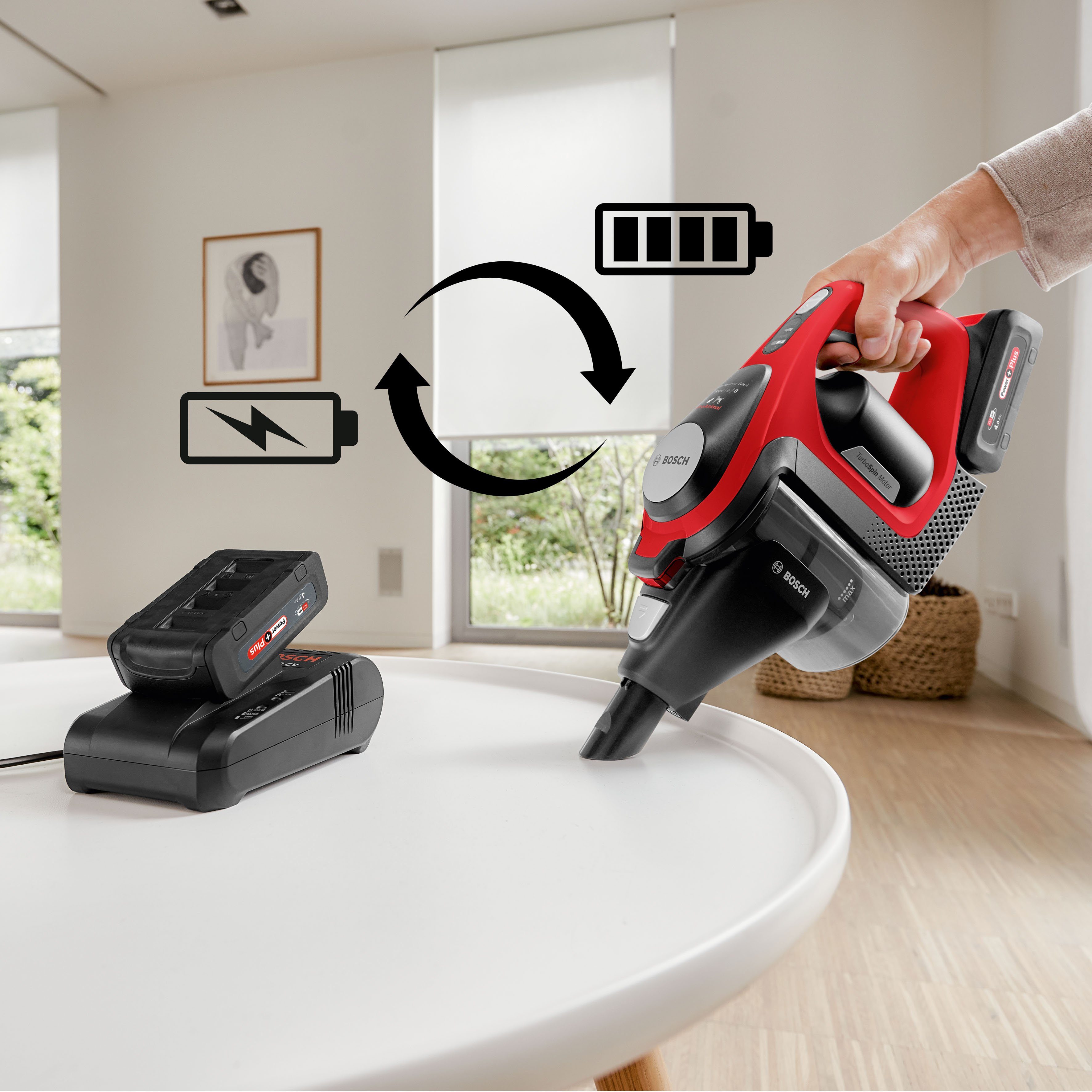 BOSCH Akku-Stielstaubsauger BCS8224PET Unlimited Serie 8 Gen2, beutellos, Ideal für Haustierbesitzer, rot/schwarz