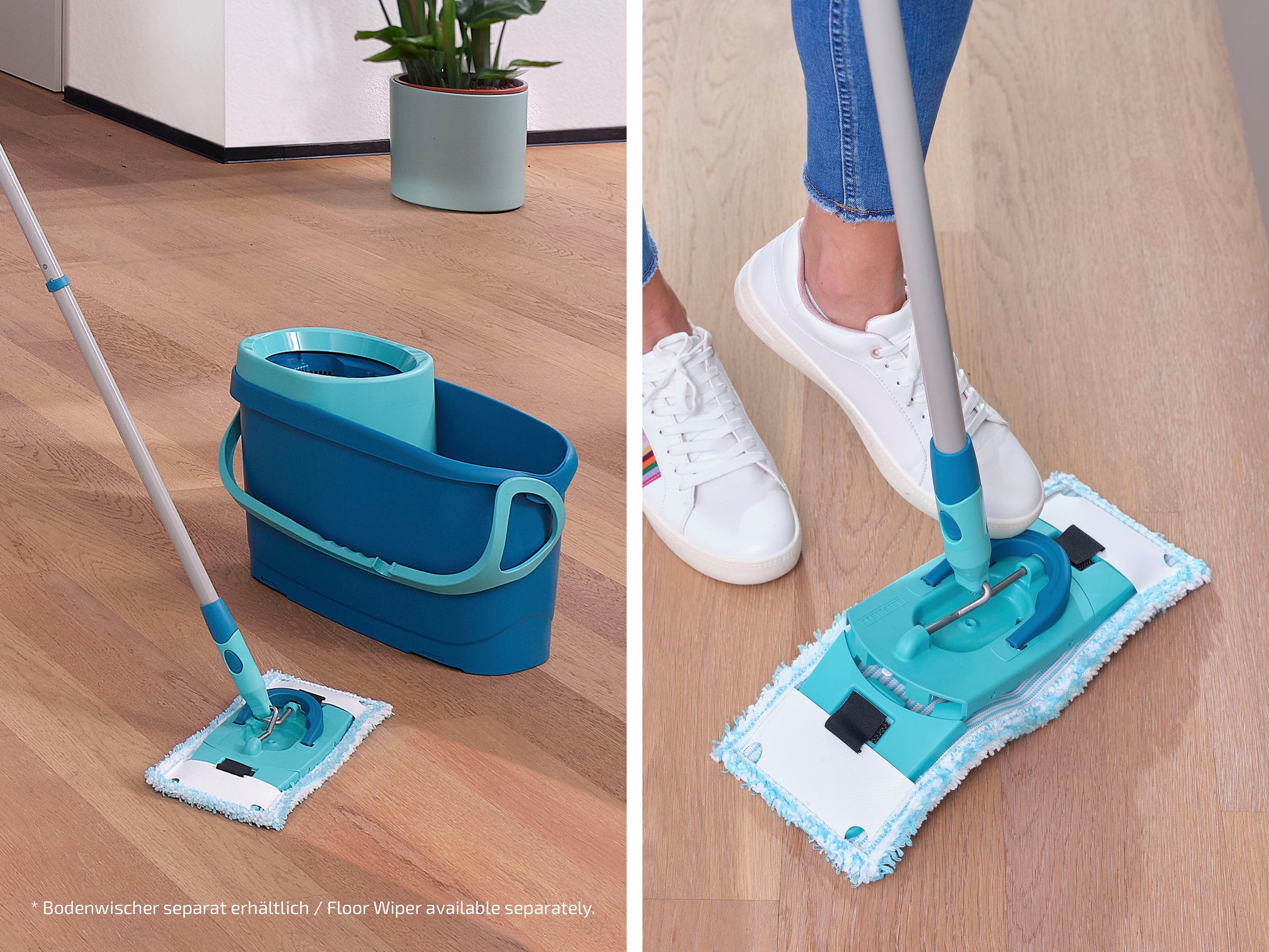 Leifheit bCLEAN TWIST M Ergo micro duo Wischbezug (Mikrofaser, 3x14 cm, 1-tlg., besonders hohe Aufnahme von Schmutz und Schmutzwasser,Wischbreite 33cm)
