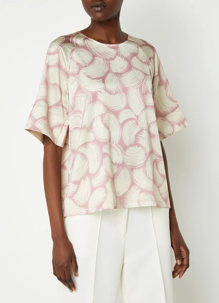 Essentiel Antwerp Fased satin top with print