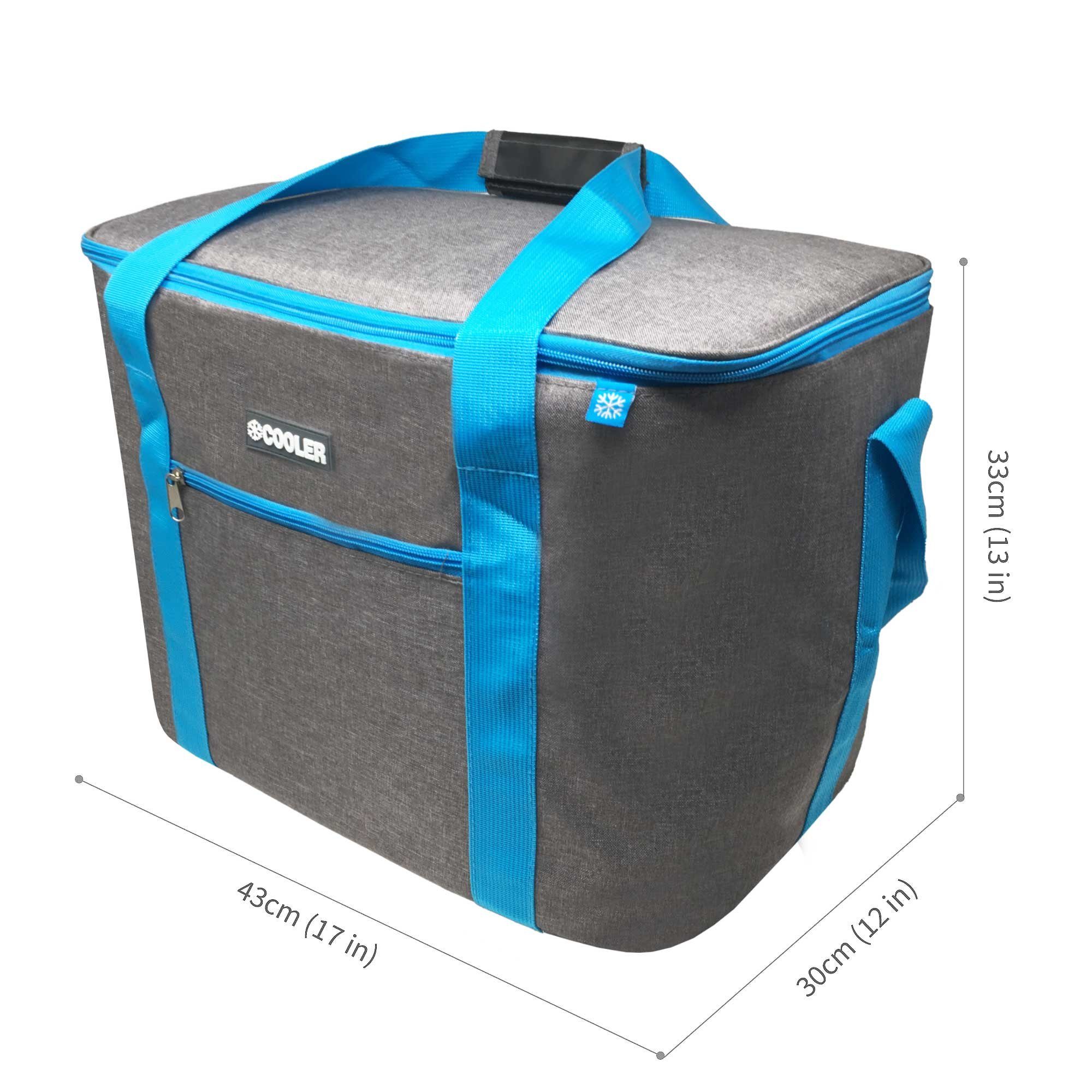ToCi Kühltasche 36 Liter große Kühltasche Kühlbox Dunkelgrau mit 6er-Set Kühlakkus