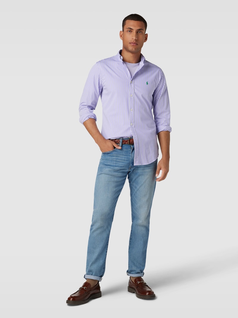 Slim Fit Freizeithemd mit Button-Down-Kragen in lavendel