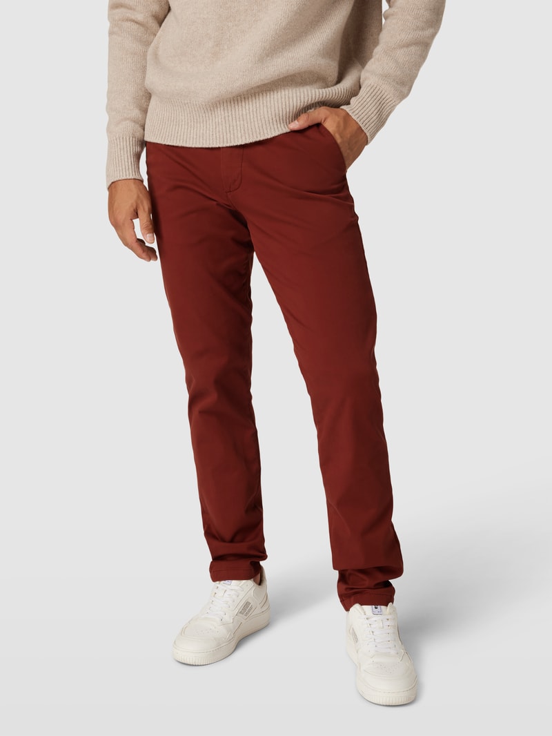 Slim Fit Stoffhose in unifarbenem Design Modell 'Miles' in bordeaux rot