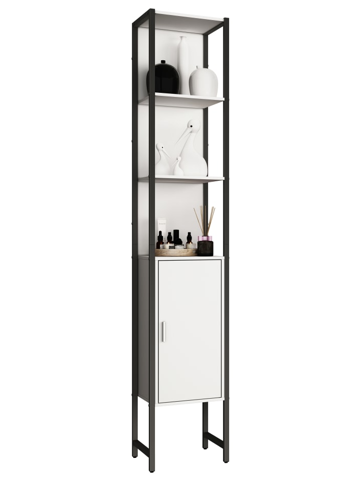 VCM  Holz Metall Badmöbel Badschrank Hochschrank Edino in Weiß günstig kaufen onesize