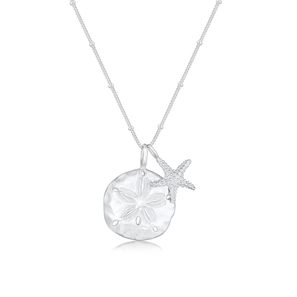 Elli Elli Collier Femme Pendentif l'Étoile de Mer et Fleurs Assiette en Argent Sterlin Bijoux