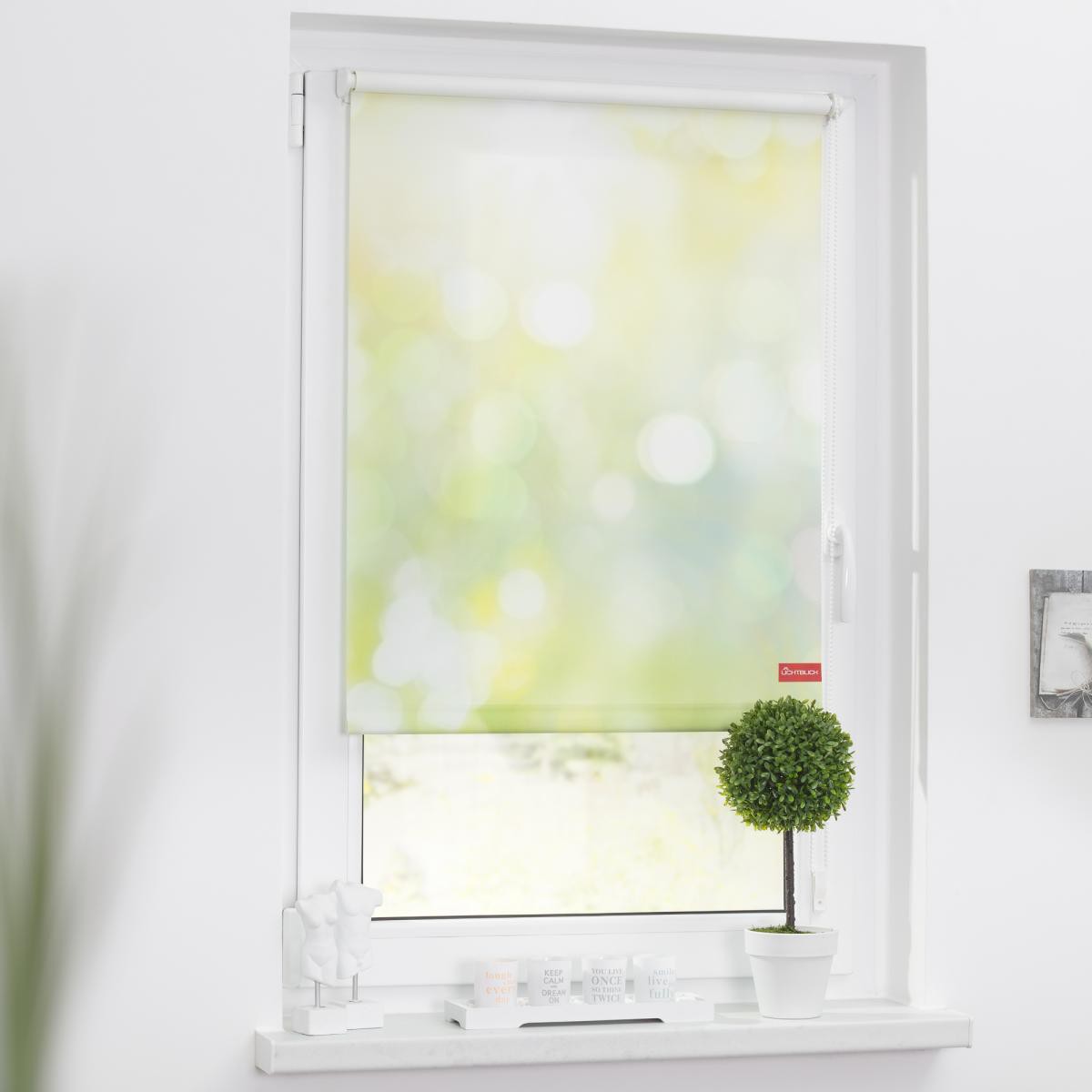 Lichtblick Rollo Klemmfix, ohne Bohren, blickdicht, Lichtspiel - Grün Gelb, 90 x 150 cm (B x L)