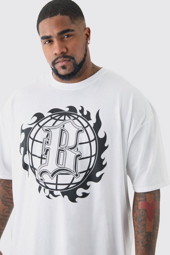 Plus Baseball T-Shirt in Weiß