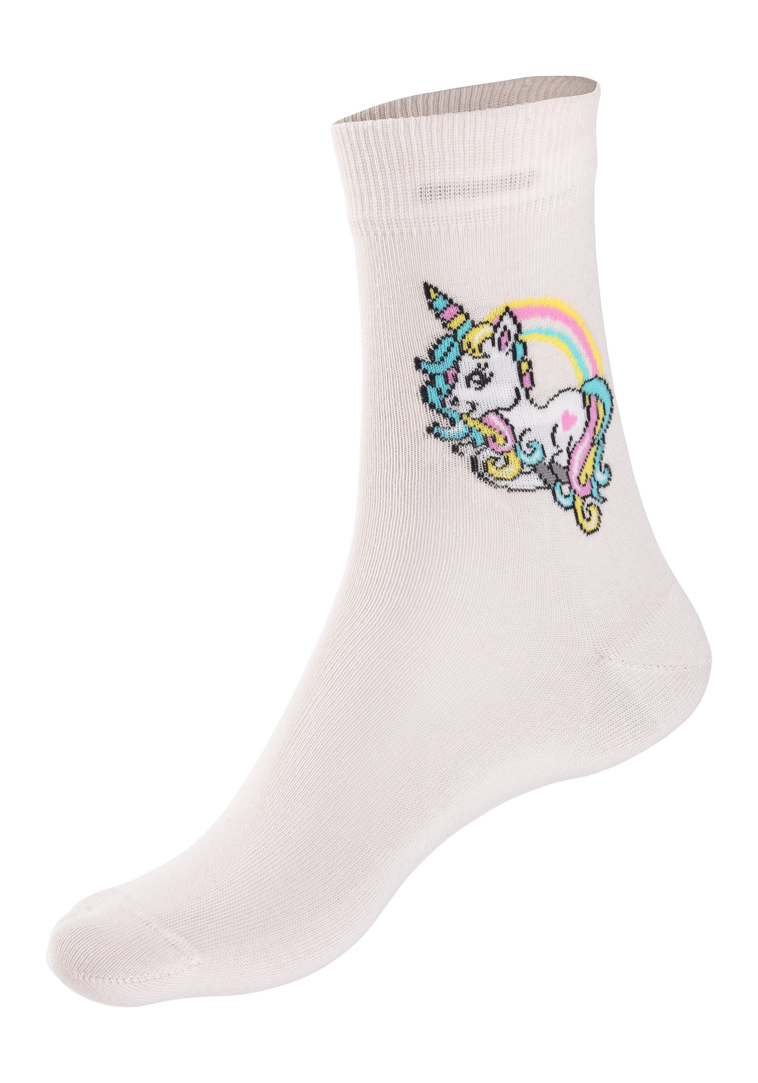 H.I.S Basicsocken (4-Paar) mit Einhorn Motiven
