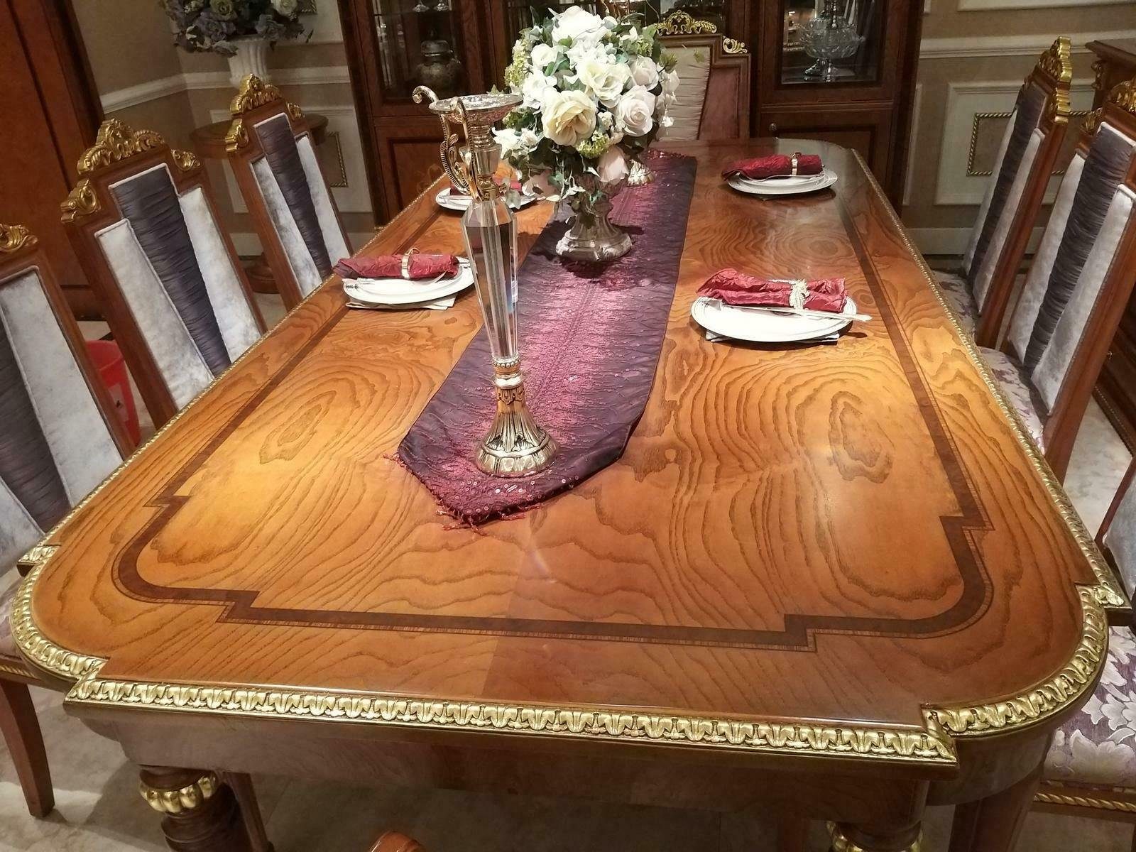JVmoebel Esszimmer-Set, Esszimmer Set Garnitur Vitrine Tisch 7x Stuhl Kommode Spiegel