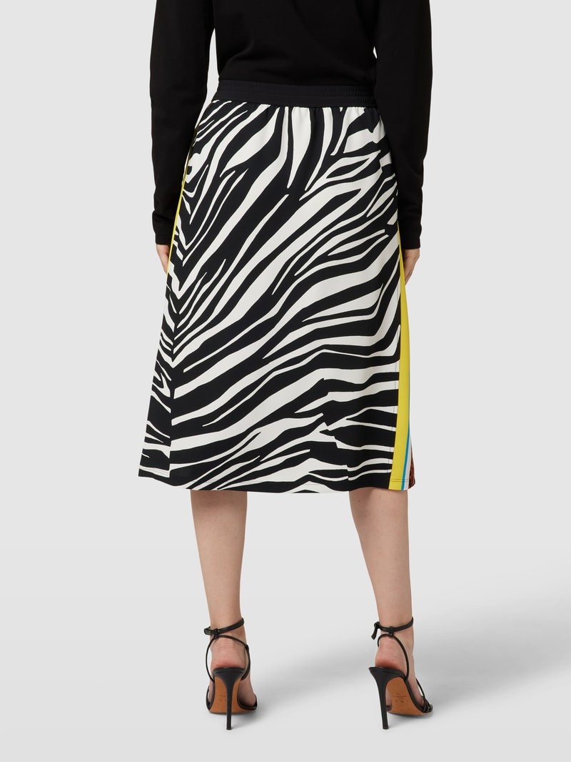 Knielanger Rock mit Animal-Print in schwarz