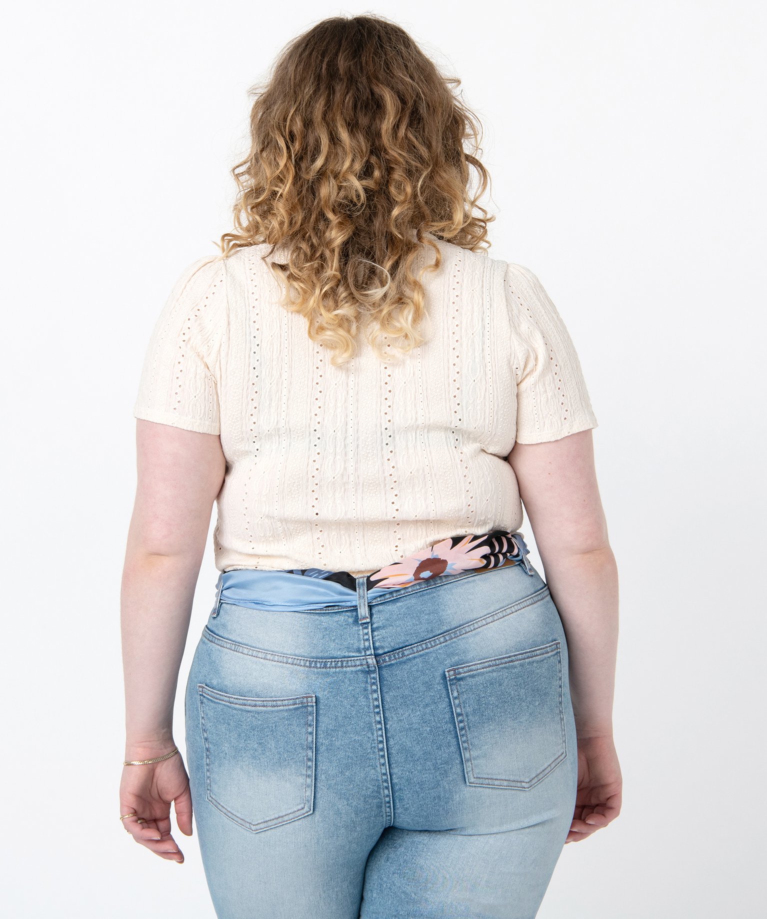 Tee-shirt femme grande taille à manches courtes en maille a... ecru | GEMO