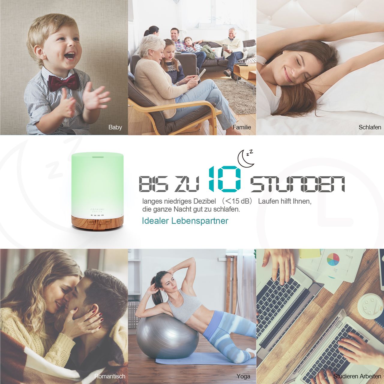 Asakuki Aroma Diffuser für Duftöle, 5 In 1 Ultraschall Aromatherapie Diffusor