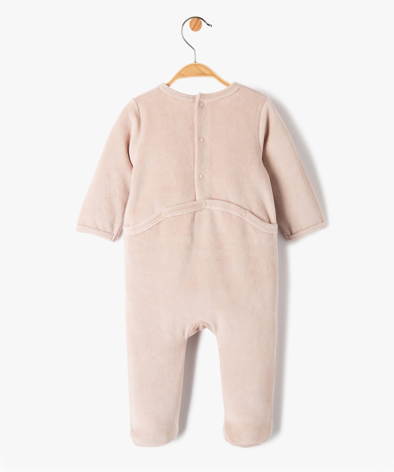 Pyjama bébé fille en velours à message marron clair | GEMO