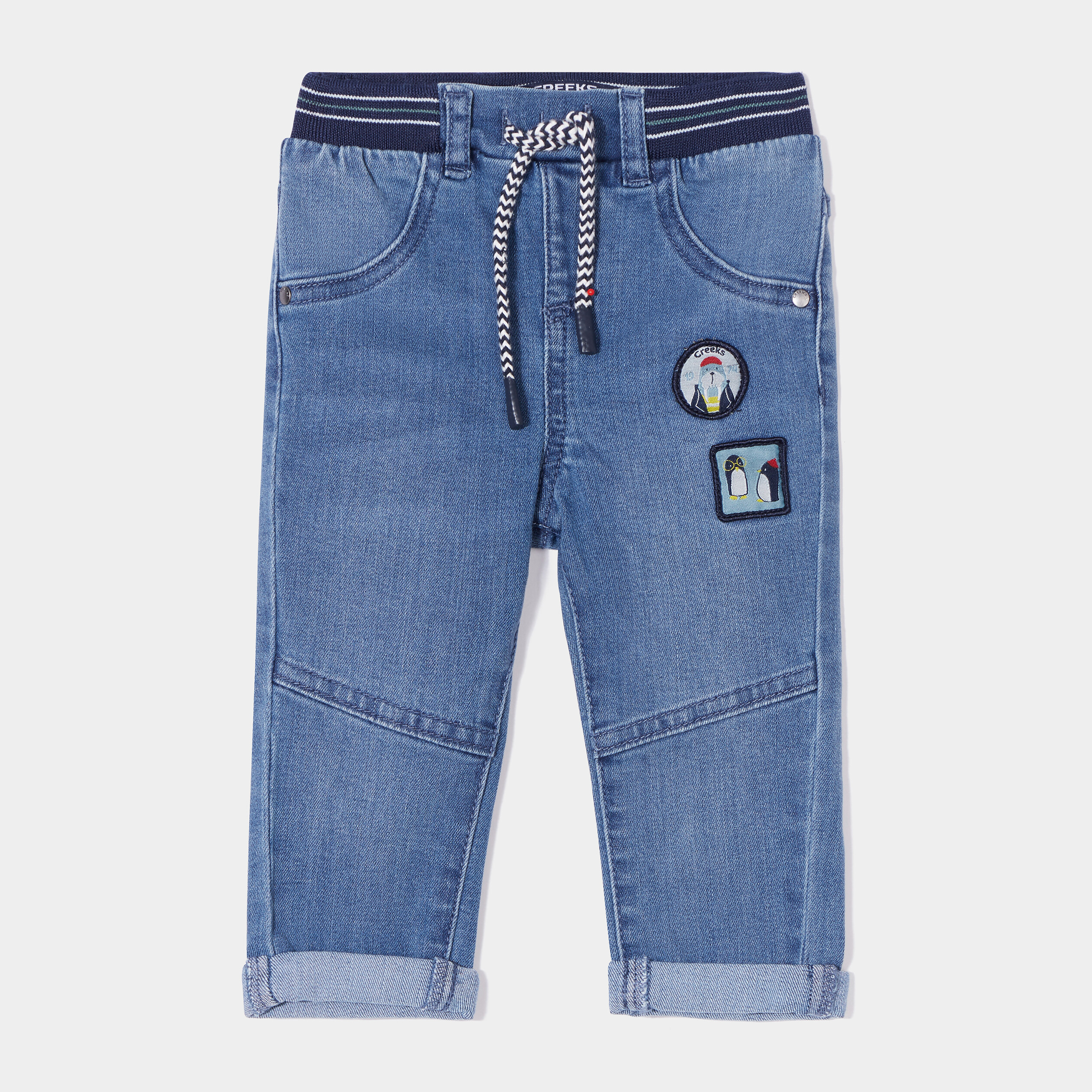 Jeans regular avec patchs Creeks denim double stone bébé garçon | La Halle