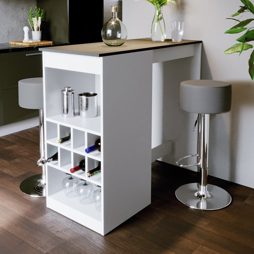 Vicco Bartisch Bartresen Stehtisch Tresentisch ROSS Weiß Anthrazit inkl. Hocker